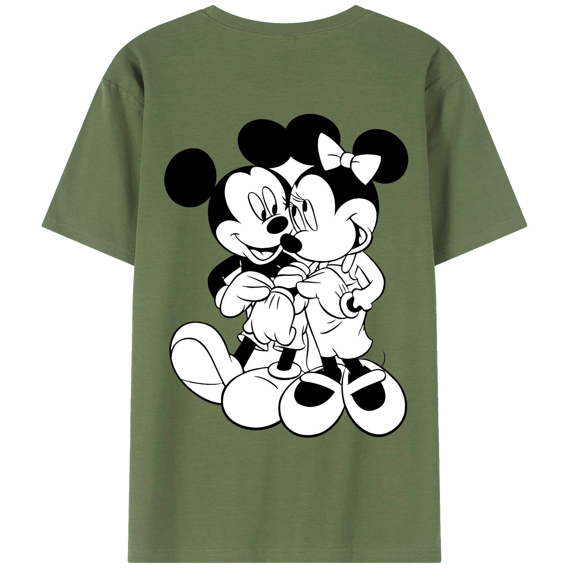 ミッキーマウス Mickey Mouse 綿100％ メンズ半袖Tシャツ（バックプリント） 通気性